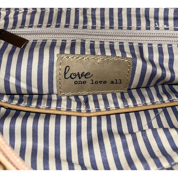 LOVE ONE LOVE ALL WOMENS PURSE BAG Sun Tan LEATHER LARGE TASSEL BRAIDED - Picture 7 of 11